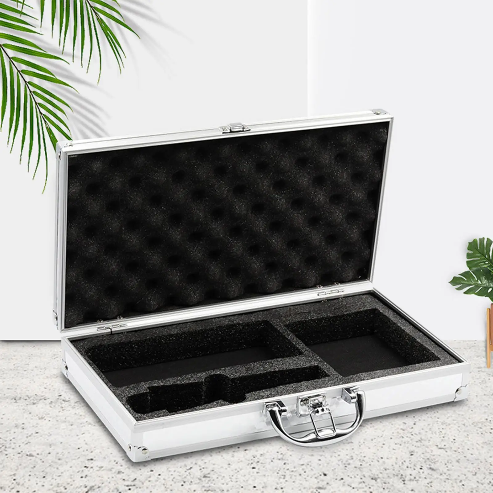 Portable Aluminum Tool Box, with Sponge Suitcase Impact Resistant Case Mic Foam