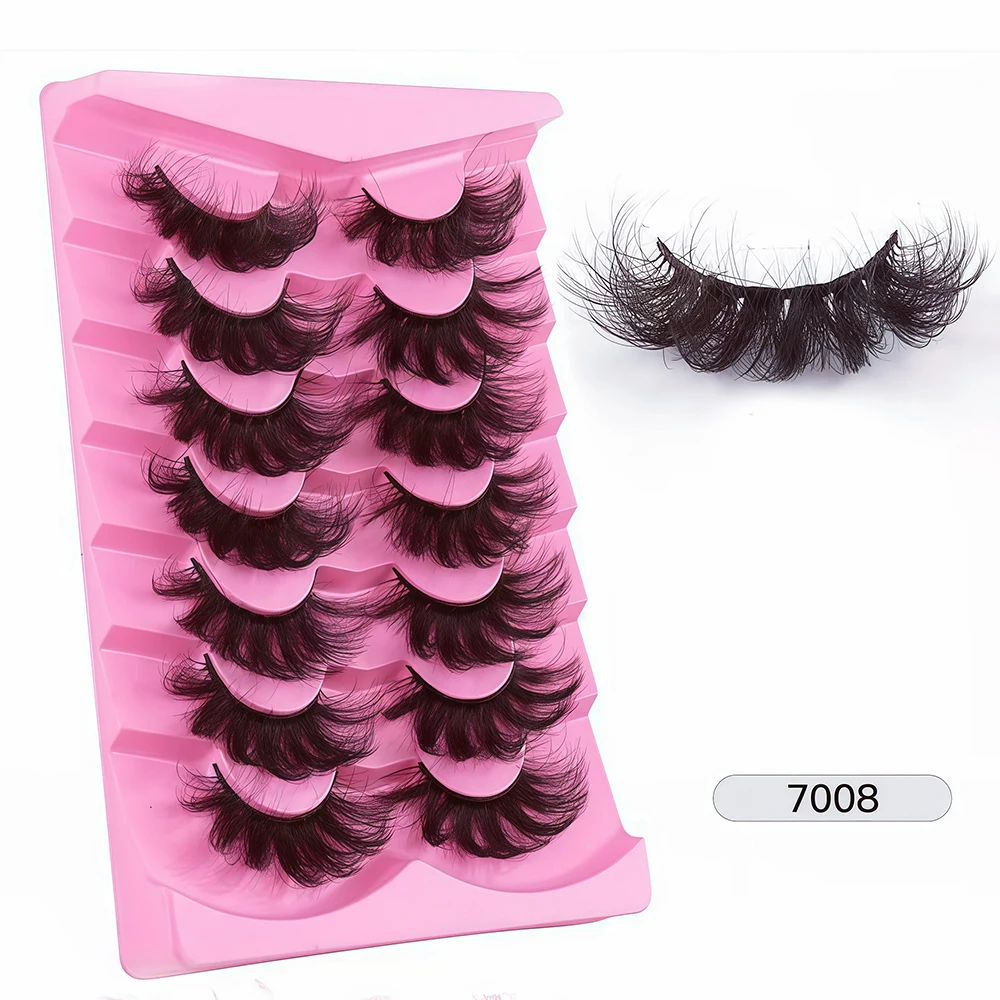 7 pares de pestañas postizas 5D exageradas europeas y americanas extendidas de 25 cm de grosor, desordenadas, rizadas y esponjosas
