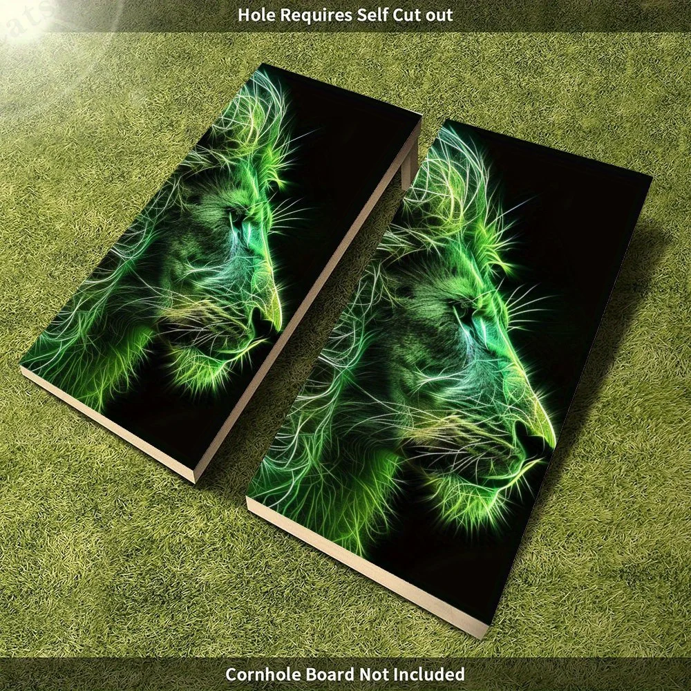 ملصق وجه الأسد الأخضر النيون، ملصق رمل من الفينيل المسطح ثنائي الأبعاد - صديق للميزانية وقيمة عالية، خالي من الفقاعات وسهل اللصق، وات #4