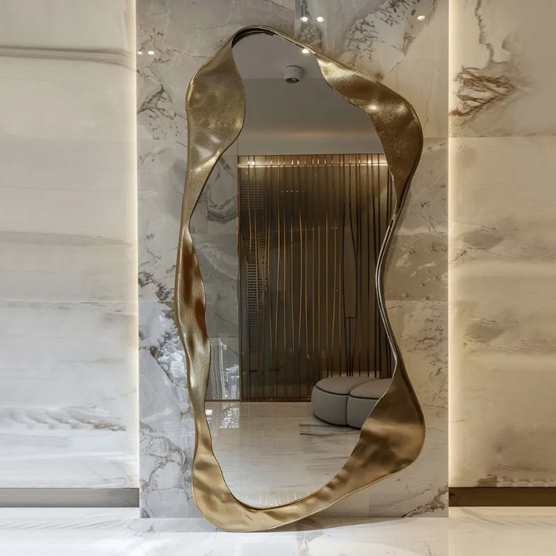 

Apartment Gold Decorative Mirrors Wall Aesthetic Living Room Mirrors Full Body Design Irregular Specchio Home Decorations