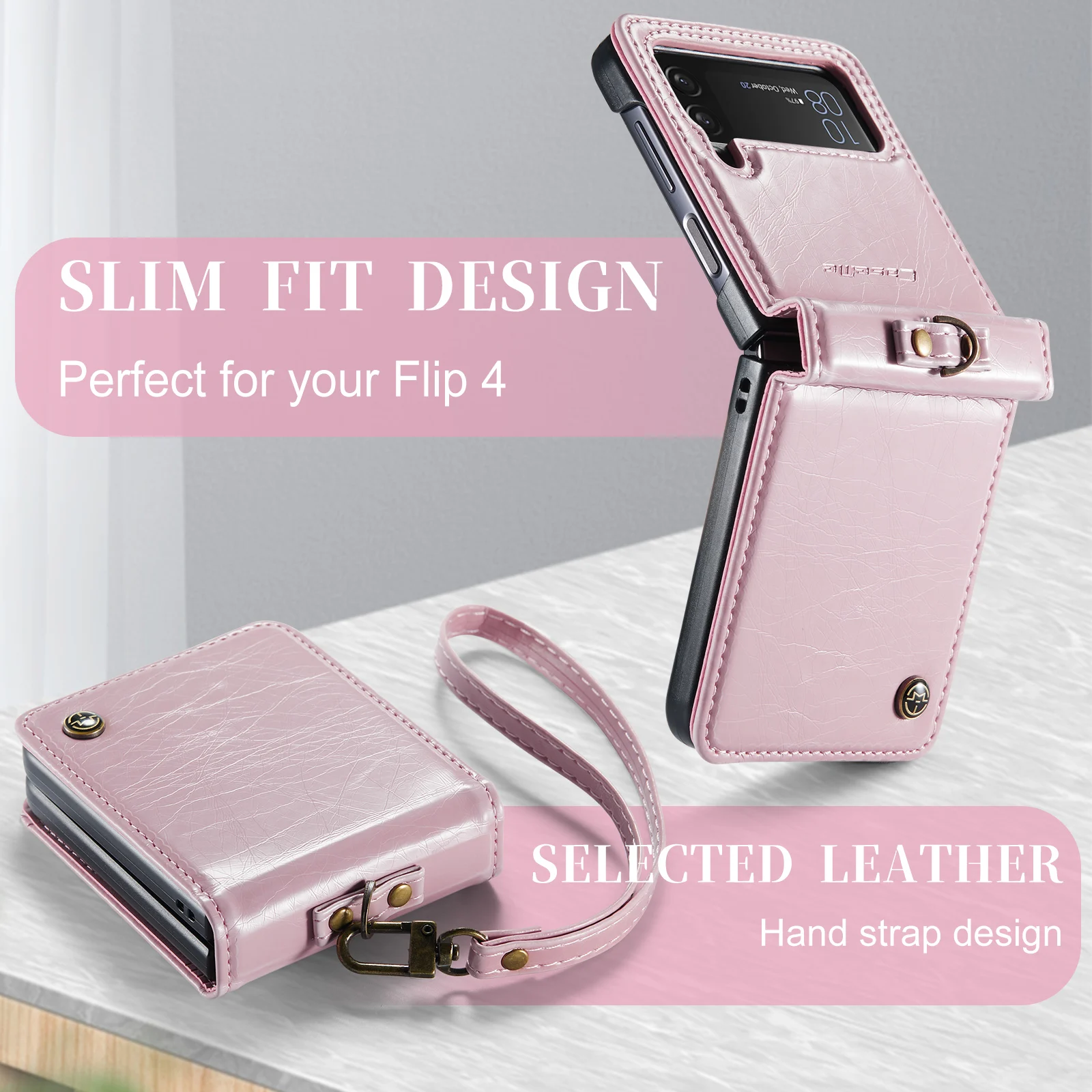 Casing Kulit Dompet Retro CaseMe untuk Samsung Galaxy Z Flip 4 2022 5G Sampul Dompet Penyimpan Kartu Magnet Mewah untuk Galaxy Z Flip 4