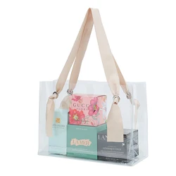 Clear PVC Gift Bag With Ribbon Handles See Through Souvenir Bag