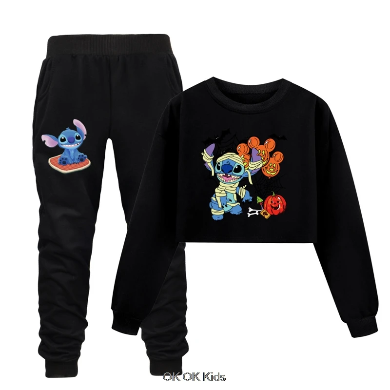 

Lilo And Stitch Loose Clothes Set Kids Cartoon Hoodies Sweatshirts Pants 2pcs Sets Toddler Girl Outfits Junior Boy Sportsuits