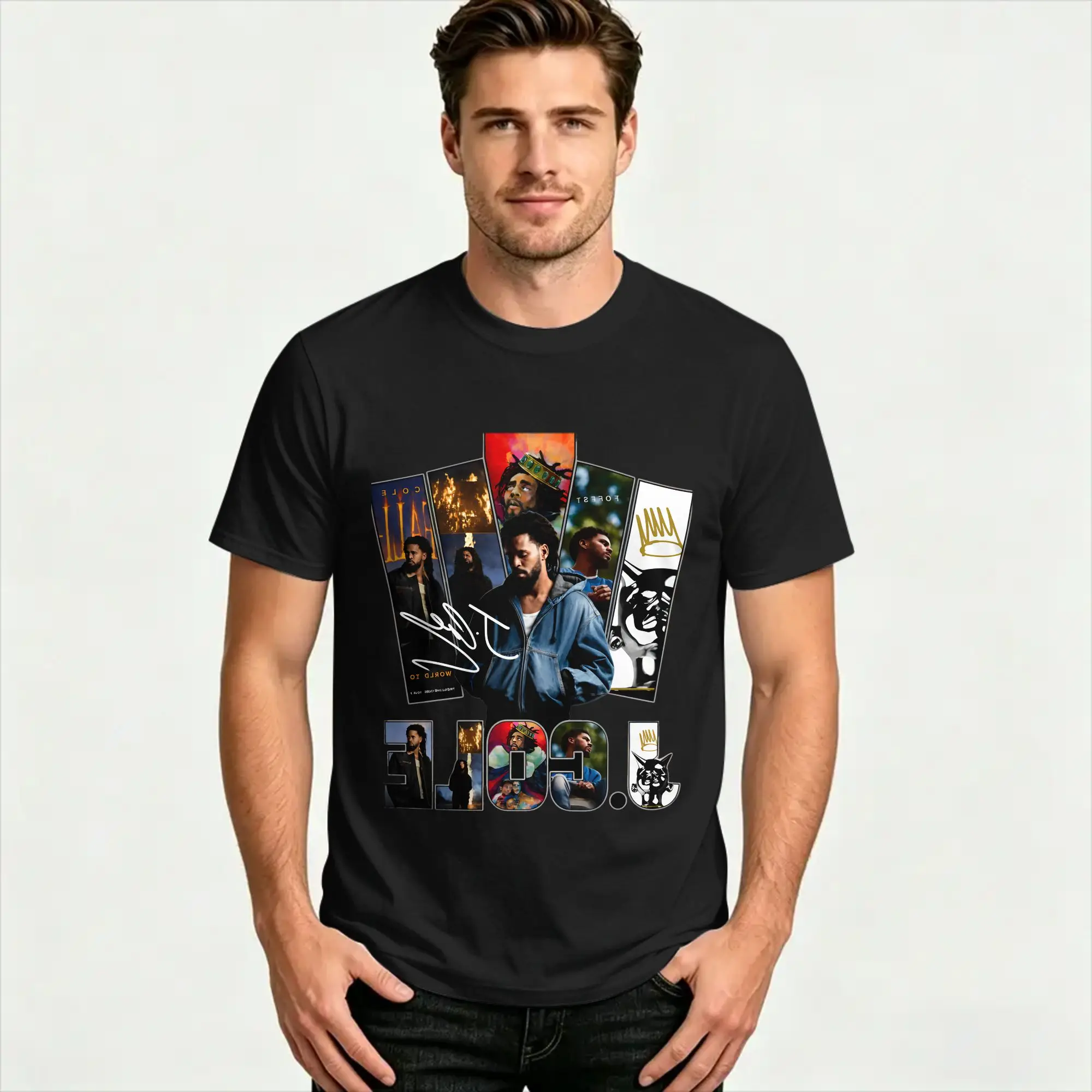 Men's J. Cole The Fall Off Tour 2026 Modern T-Shirts  Pure Cotton Tees Summer  Crewneck Harajuku Casual Tee Shirt