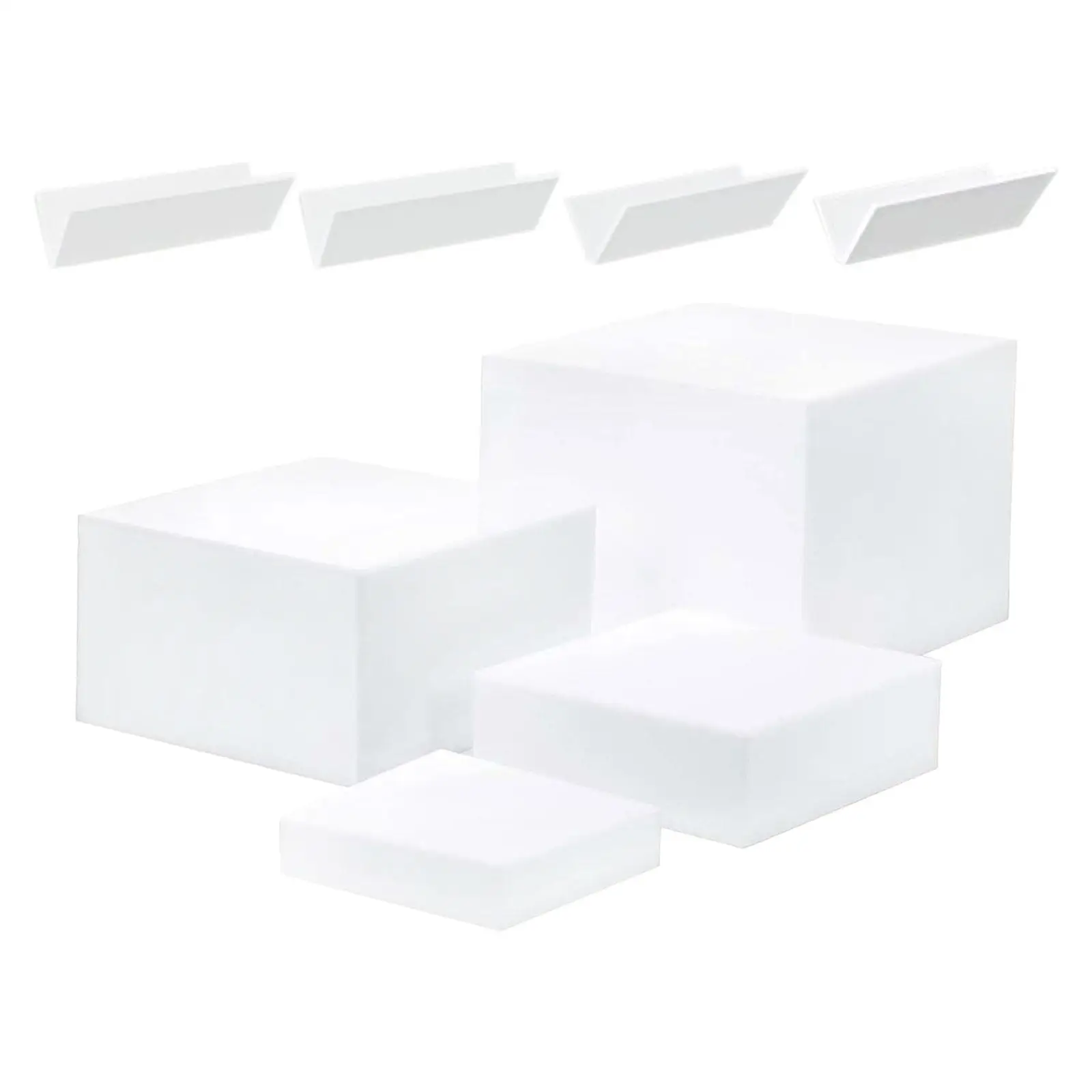 Cube Riser en acrylique pour présentoir à 5 côtés, support de table pour aliments, supports à gâteaux, objets de collection, cosmétiques, 4 pièces