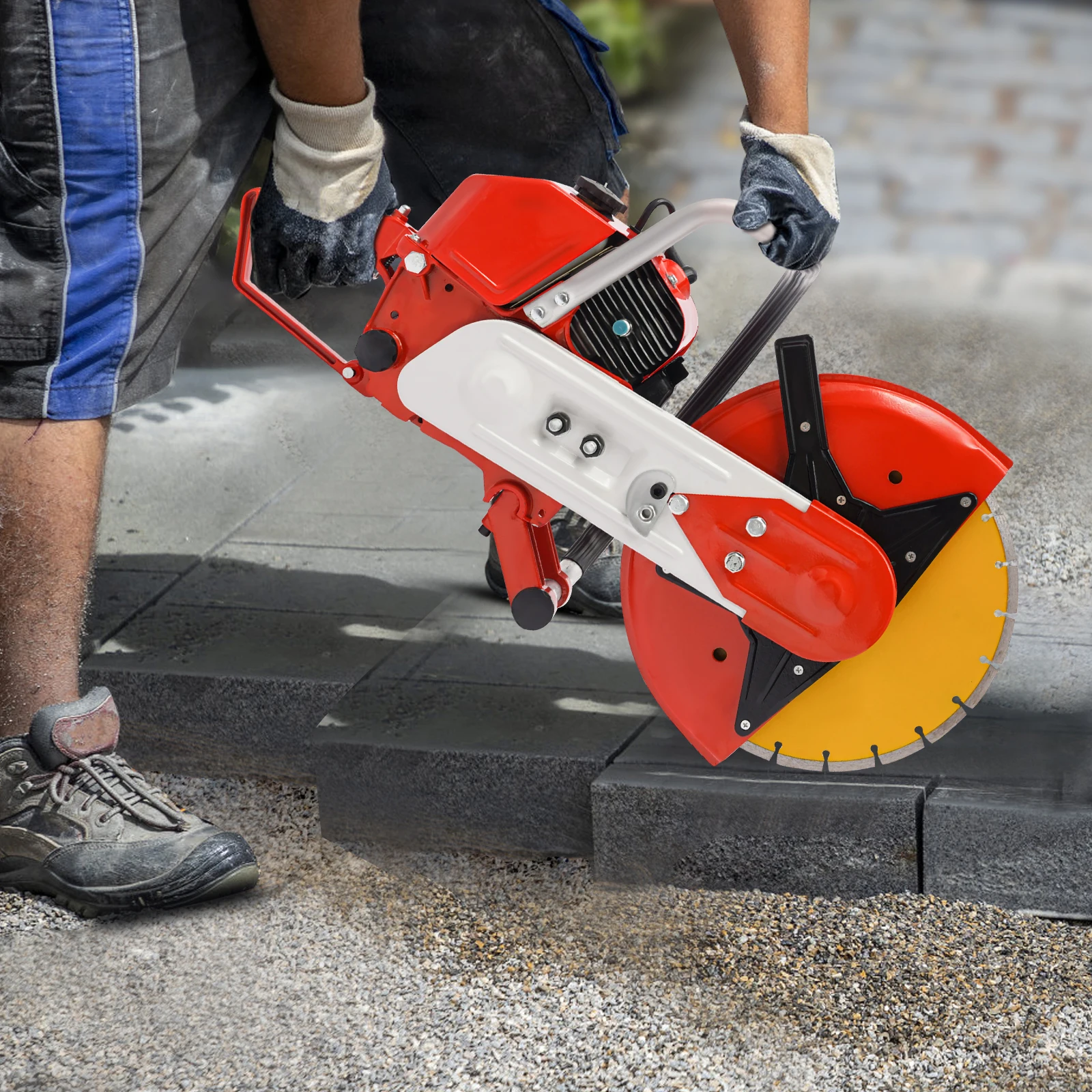 12Inch Gas Powered Concrete Cutter, Cut-Include Diamond Saw Blade with Tool Bag, Circular Saw for Concrete for Engineering