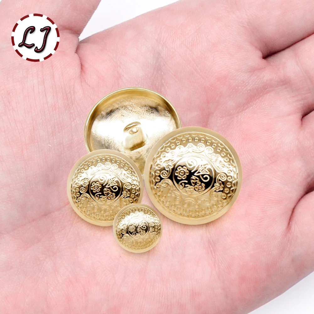 New 10pcs 21mm Fashion Classic Uniform Sewing Button Decorative Gold Buttons For Women Clothing Overcoat Suit Accessories DIY