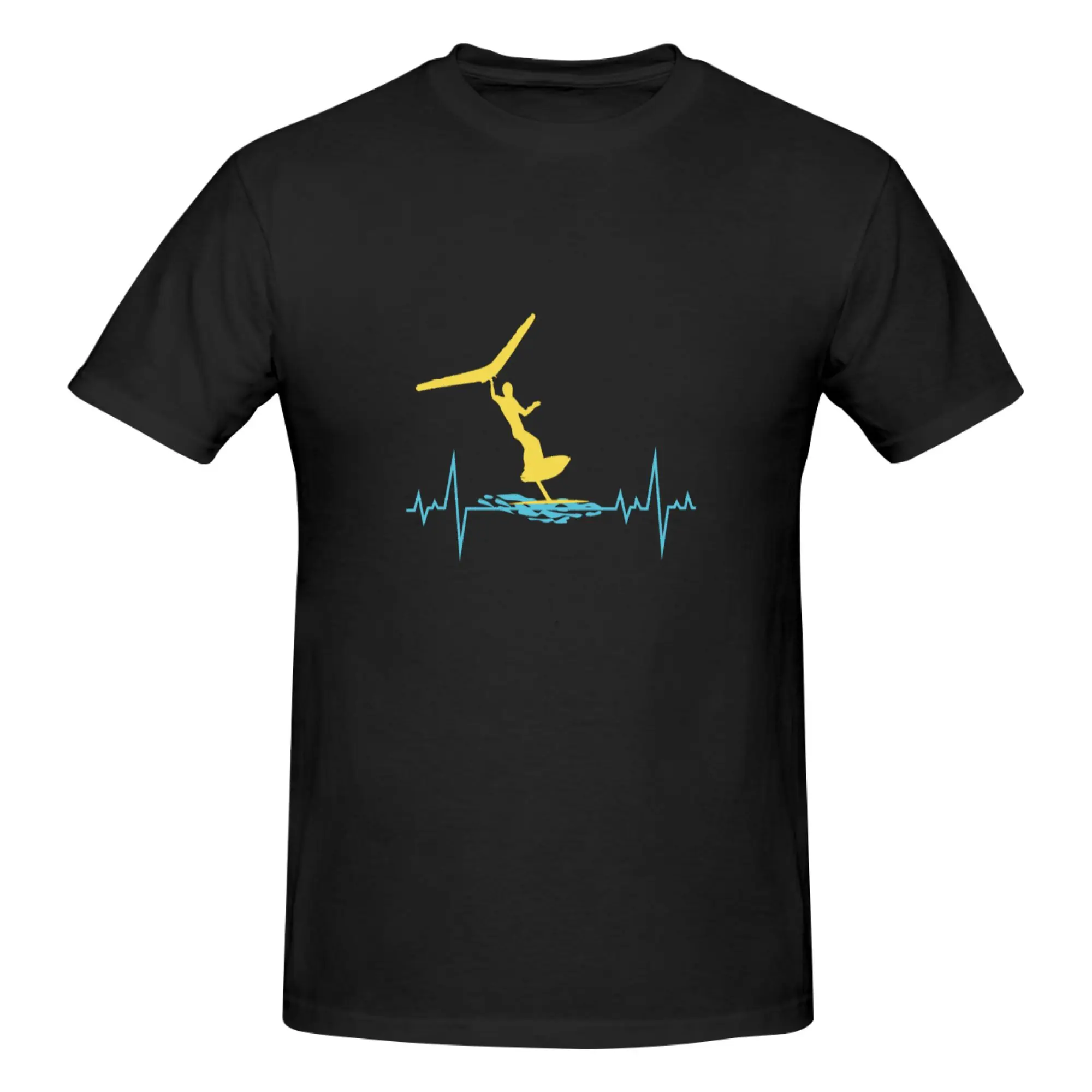 Funny Wing Foiling Surfing Heartbeat Funny  Men's Printed T-Shirt Unisex T shirtCotton