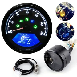 Universal Digital Motorcycle LCD Screen Speedometer Odometer Techometer Gauge Dual Speed