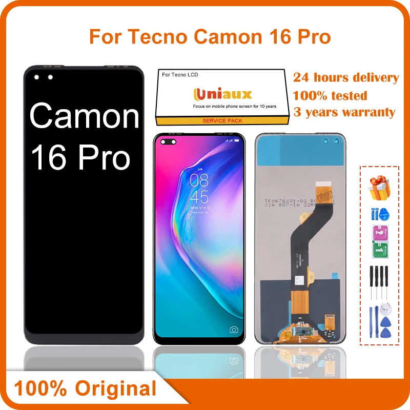 

6.8" Original For Tecno Camon 16 Pro CE8 LCD Display Touch Screen Digitizer Assembly New for 16Pro LCD Repair Replacement Parts