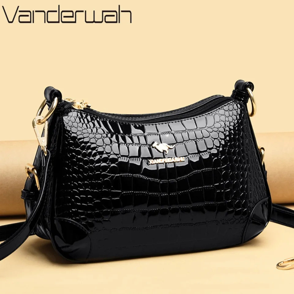 

Оригинальная модная женская сумка-кроссбоди из кожи с узором под крокодила, многослойная сумка среднего размера, уличный стиль