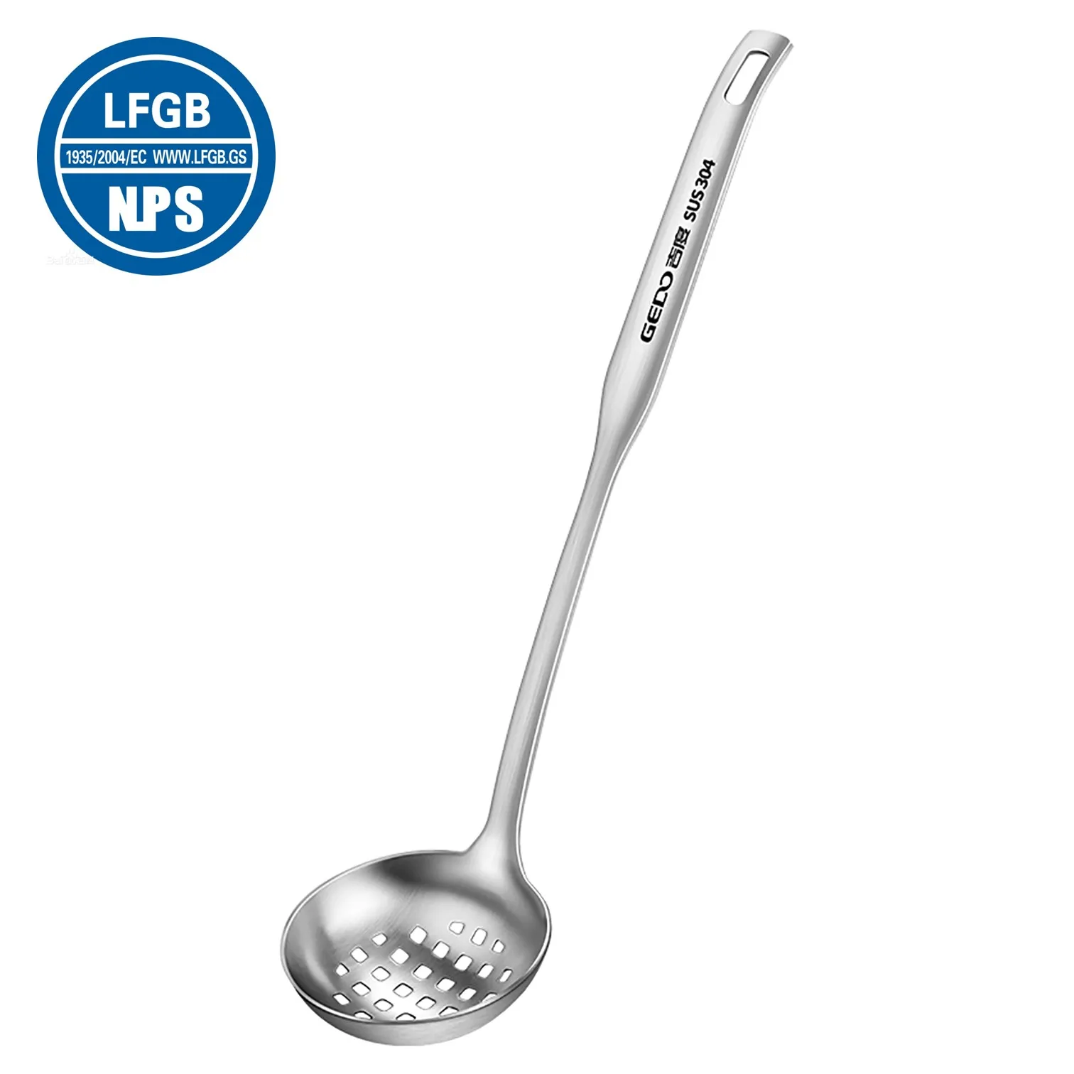 LFGB Certification Pure 304 Stainless Steel Colander and Soup Spoon 30.5cm Length Fall Resistant Hotpot Ladle and Strainer Set