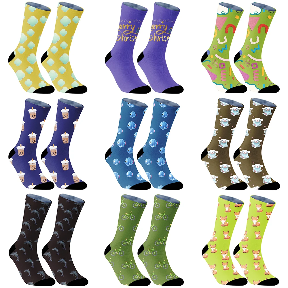 2024 New fashion trend socks Christmas gifts couple socks art illustration sports socks