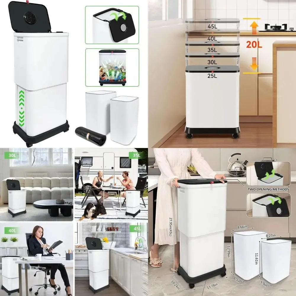 

Kitchen Trash Cans 3 Pack, 13 Gallon Large Capacity, Suitable for Home, Office, Bedroom, Living Room, Outdoor Use, 45 Liter Wast