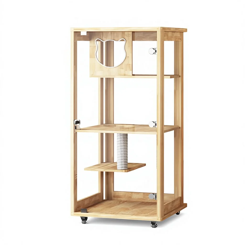 

dk-Pet Cage Villa for Living Room and Outdoor Use Made of Baby-safe Materials Eco-friendly Paint-free Solid Wood cat Cabinet#