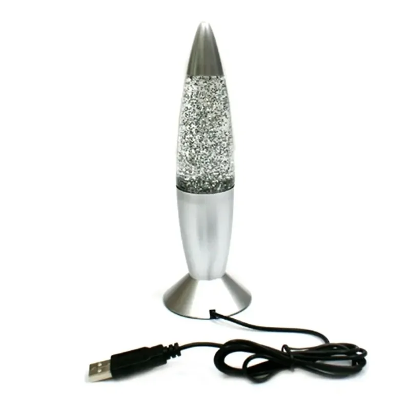 1pc 3D Rocket Multi Color Changing Lava Lamp RGB LED Glitter Party Mood Night Light Christmas Gift Bedside Night Lamp