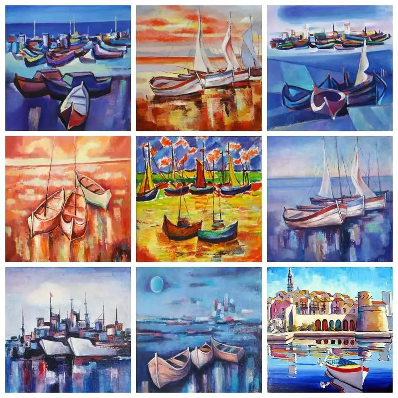 

CHENISTORY Paint By Number Boat Drawing On Canvas Hand Painted Painting Art Gift DIY Pictures By Numbers Sea Kits Home Decoratio