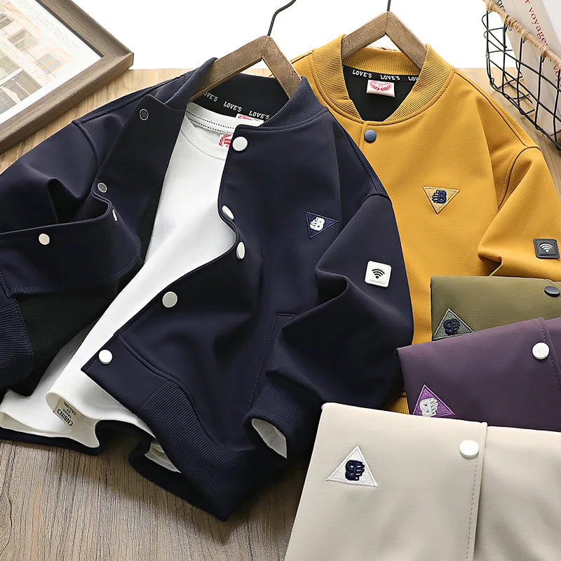 

Boys baseball coat 2025 spring new children's long-sleeved casual top Cutta children's cardigan