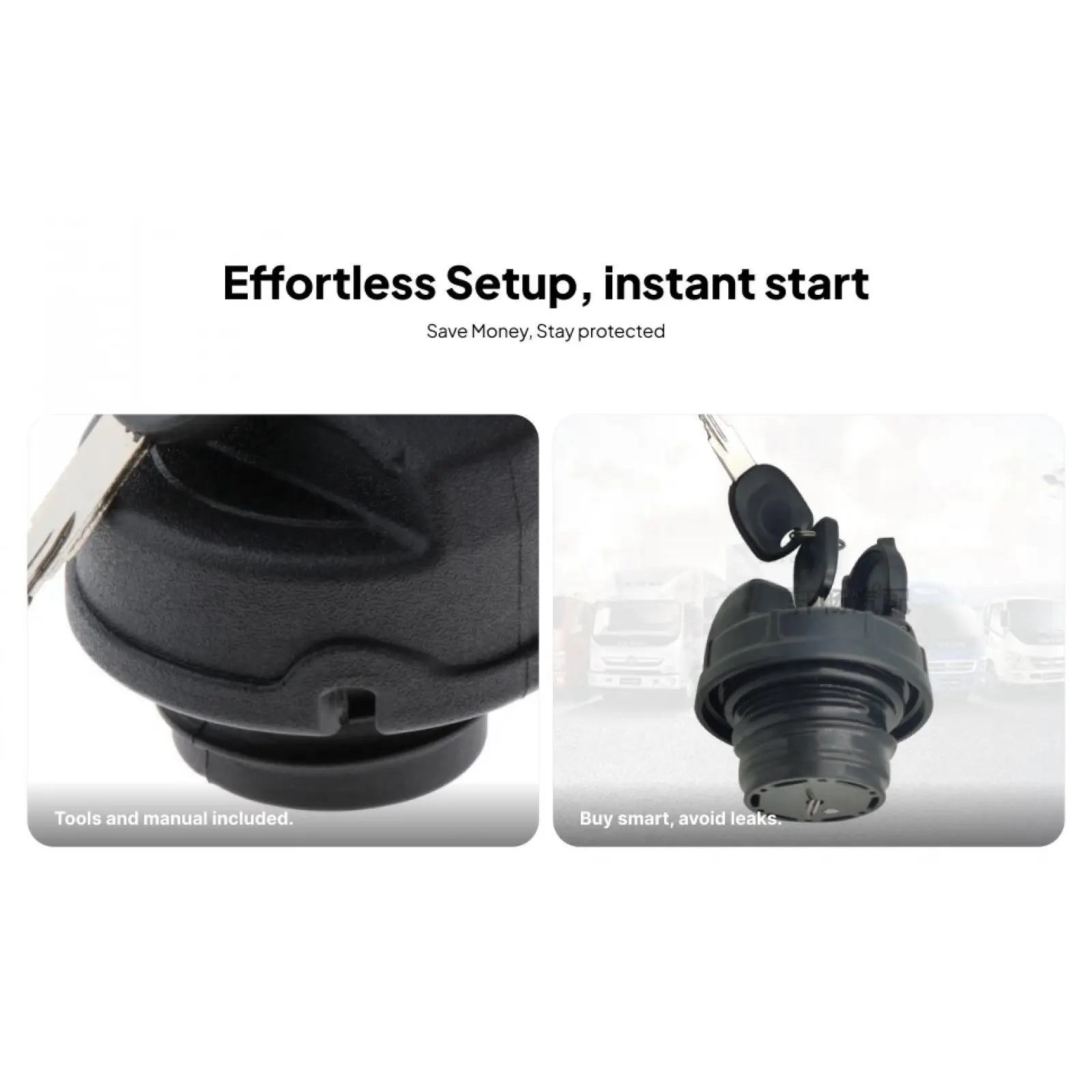 Car Fuel Cap Lock Plastic Gas Filler Cover with Keys 65mm Durable Replacement for VW Beetle Caddy