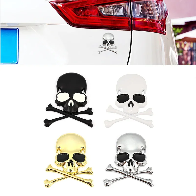 3D Metal Zinc Alloy Skull Skeleton Crossbones Car Motorcycle Sticker Truck Label Emblem Badge Car Styling Decoration Accessories