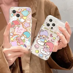 MINISO Sanrio Little twin stars  Phone Case For iPhone 15 14 13 12 11 Mini Pro Max X XR XSMax 7 8 Plus SE20 Transparent Cover