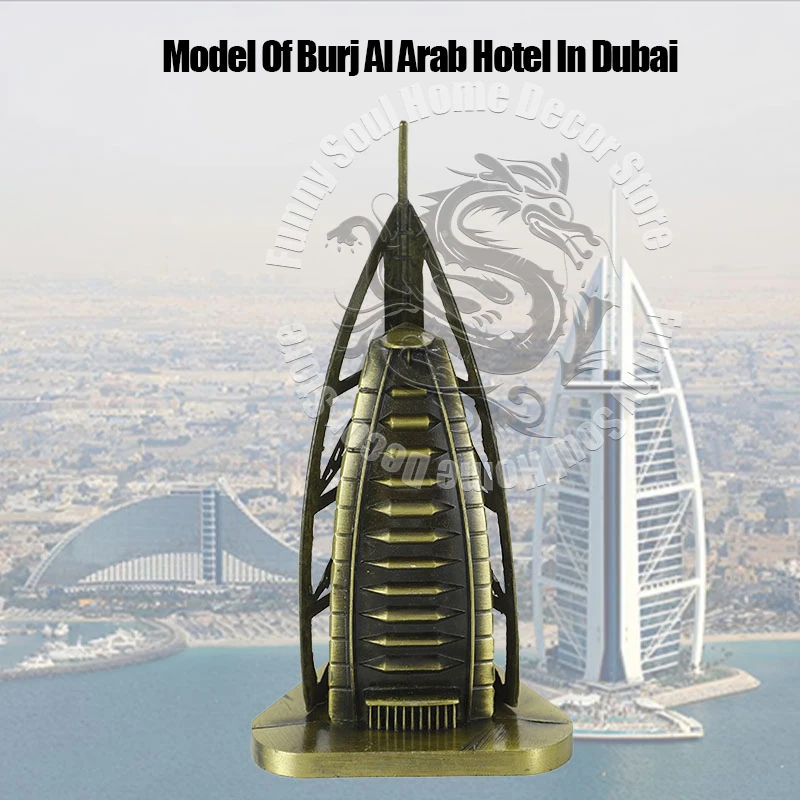 

Metal Burj Al Arab Dubai Luxury Iconic Hotel Model Sail-Shaped Landmark Replica Elegant Home Office Desk Decor Souvenir Gift