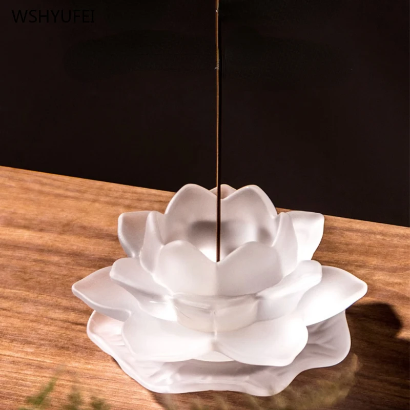 Lotus glazed incense burner Indoor and outdoor incense burning home decor Feng Shui sacrifice Buddhist Hall temple sacrifice