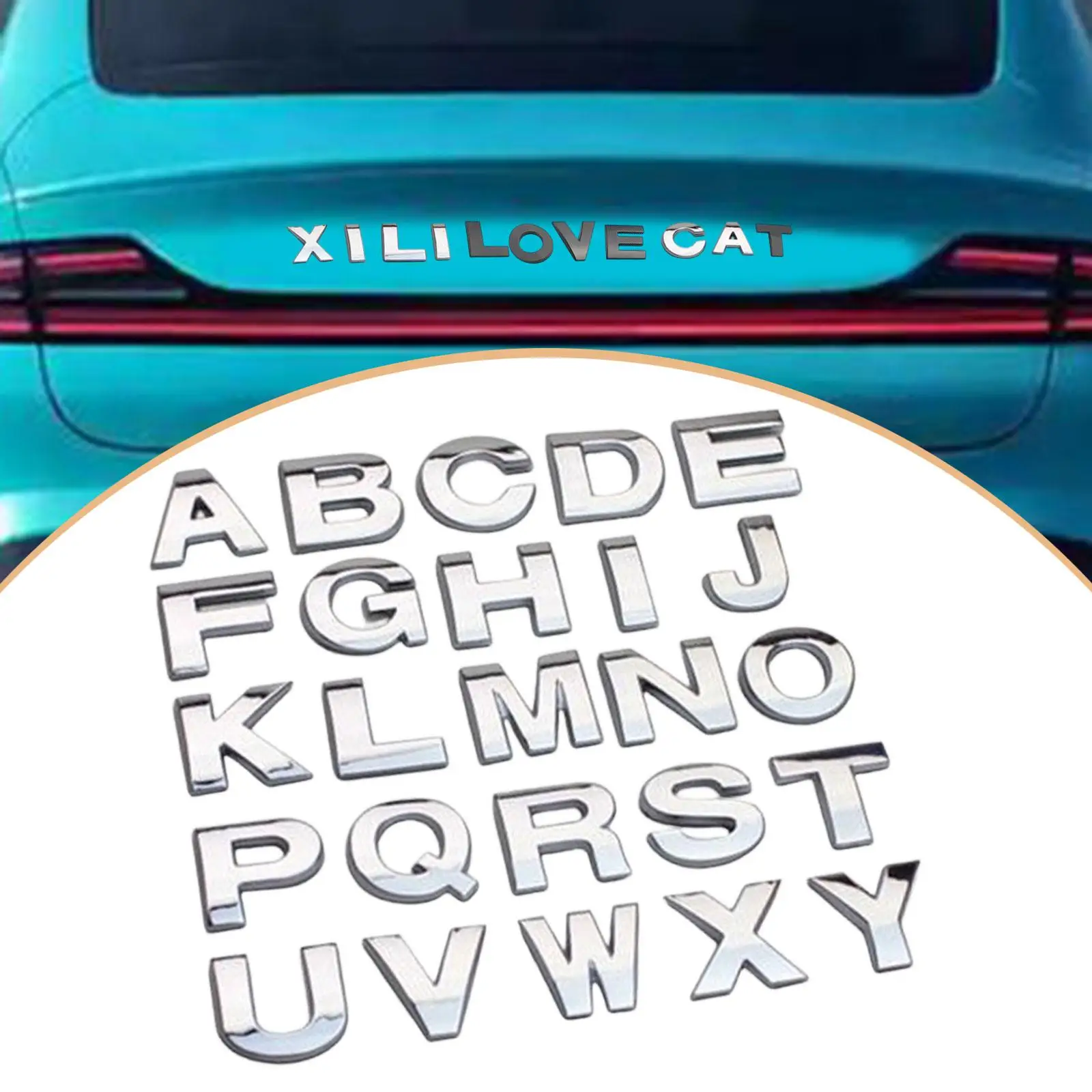 

Car Letter Sticker 3D Metal Decal Waterproof Auto Emblem DIY Styling Accessory for Vehicle Body Decor