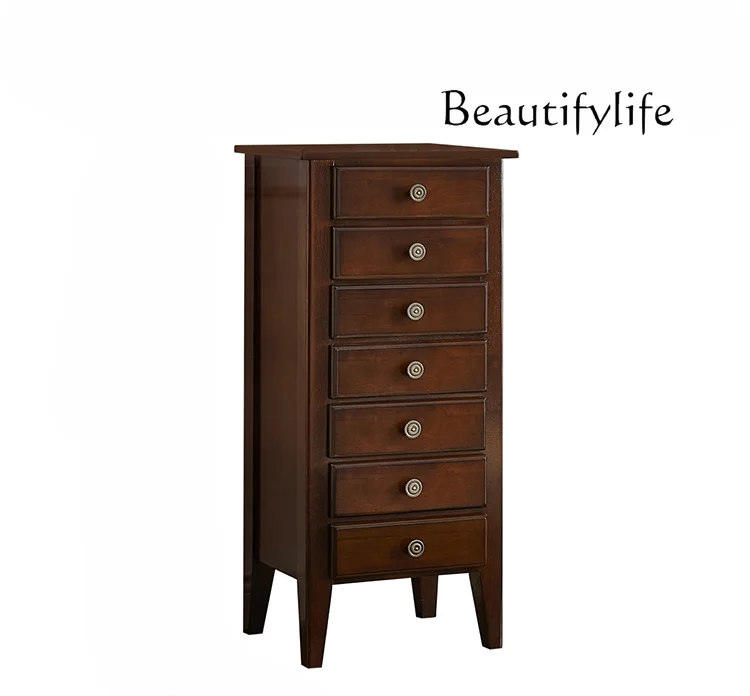 

Chest of Drawers All Solid Wood Simple American Bedroom Storage Cabinet Seven Chest of Drawers Storage Retro Clothes Closet