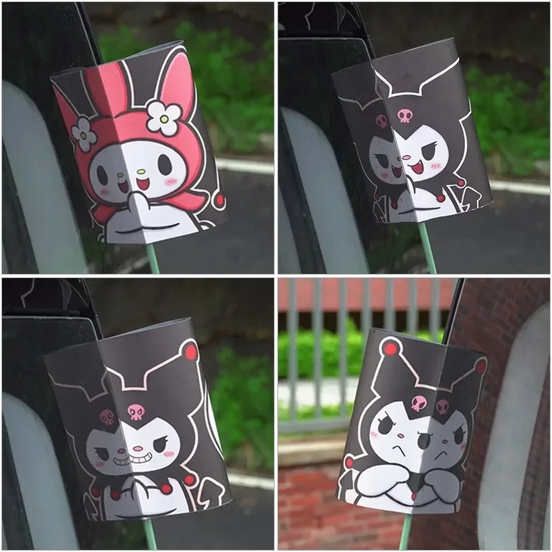 Sanrio stiker Label dapat dicuci untuk mobil stiker dekorasi pintu ekor mobil lucu kartun Kuromi My Melody Aksesori Mobil stiker Anime