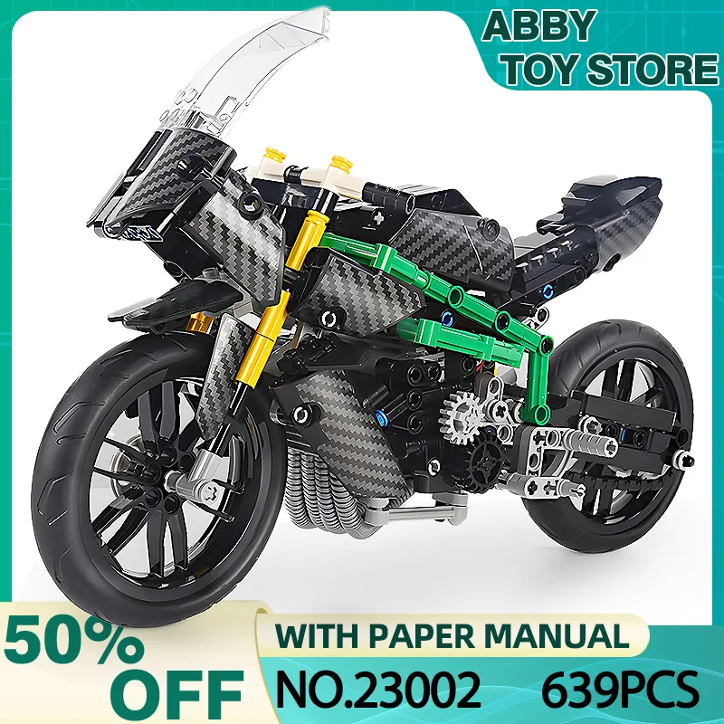 MOULD KING 23002 Technical H2R Motorcycle Model Building Blocks Motorbike Car Bricks Education Children Boys Toys Christmas Gift