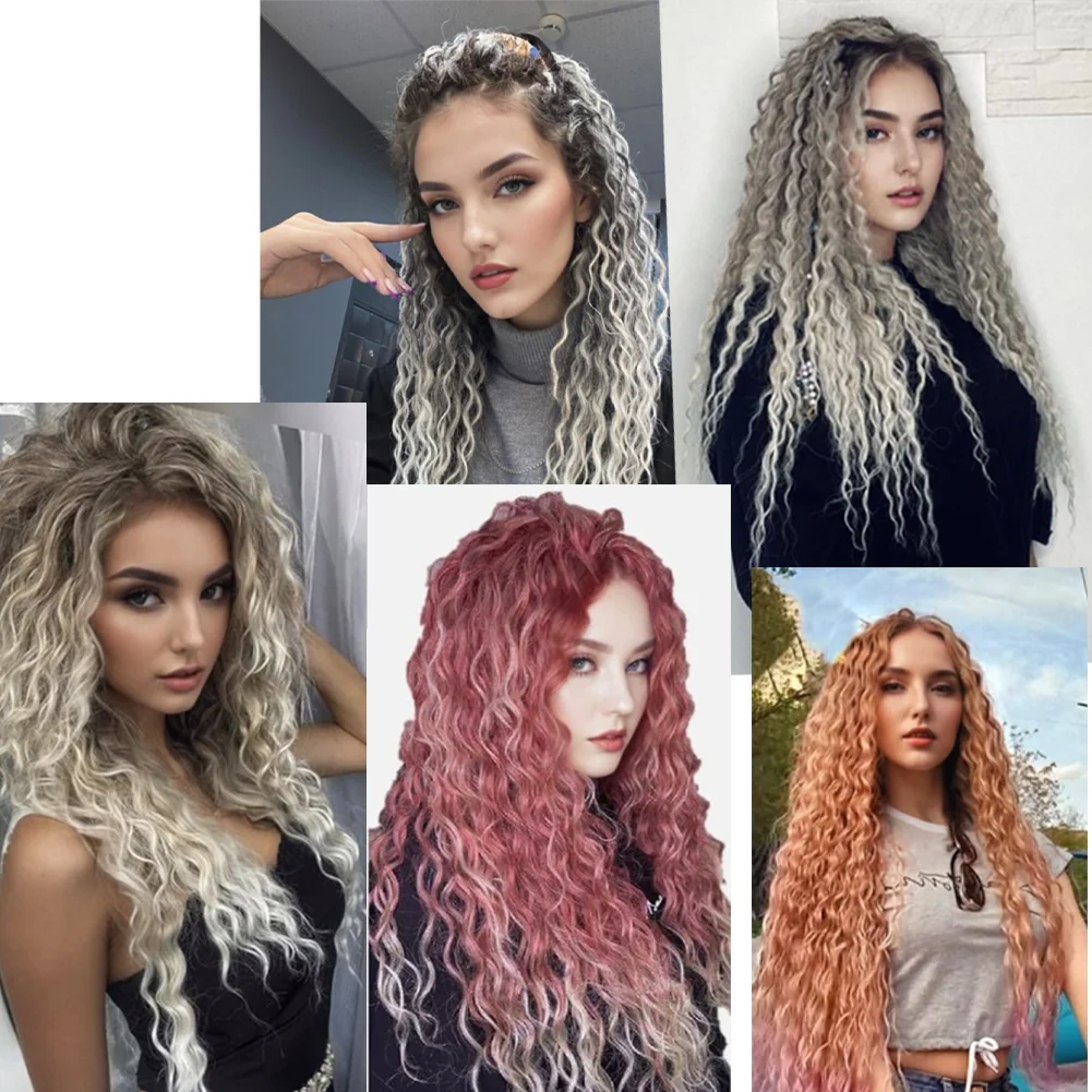 Curly Crochet Hair Extesion 18&24 Inch Hawaii Ocean Wave Braiding Hair Goddess Locs Synthetic Hair Boho Style Hairpiece For Wome