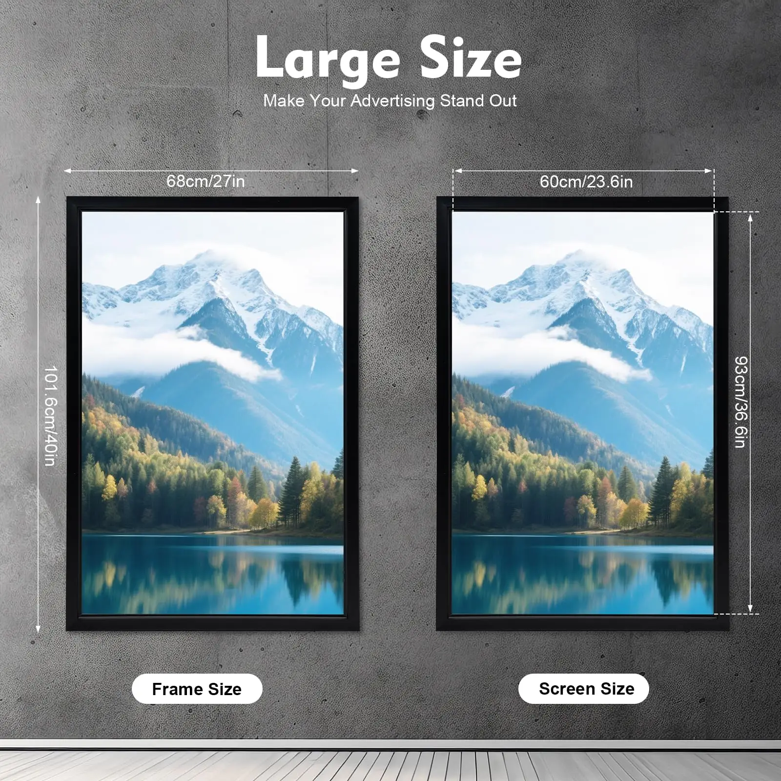 27 X 40 inch LED Movie Poster Frame with Flip Design, Backlit Movie Poster Frame Art Picture Frame LED Light Box