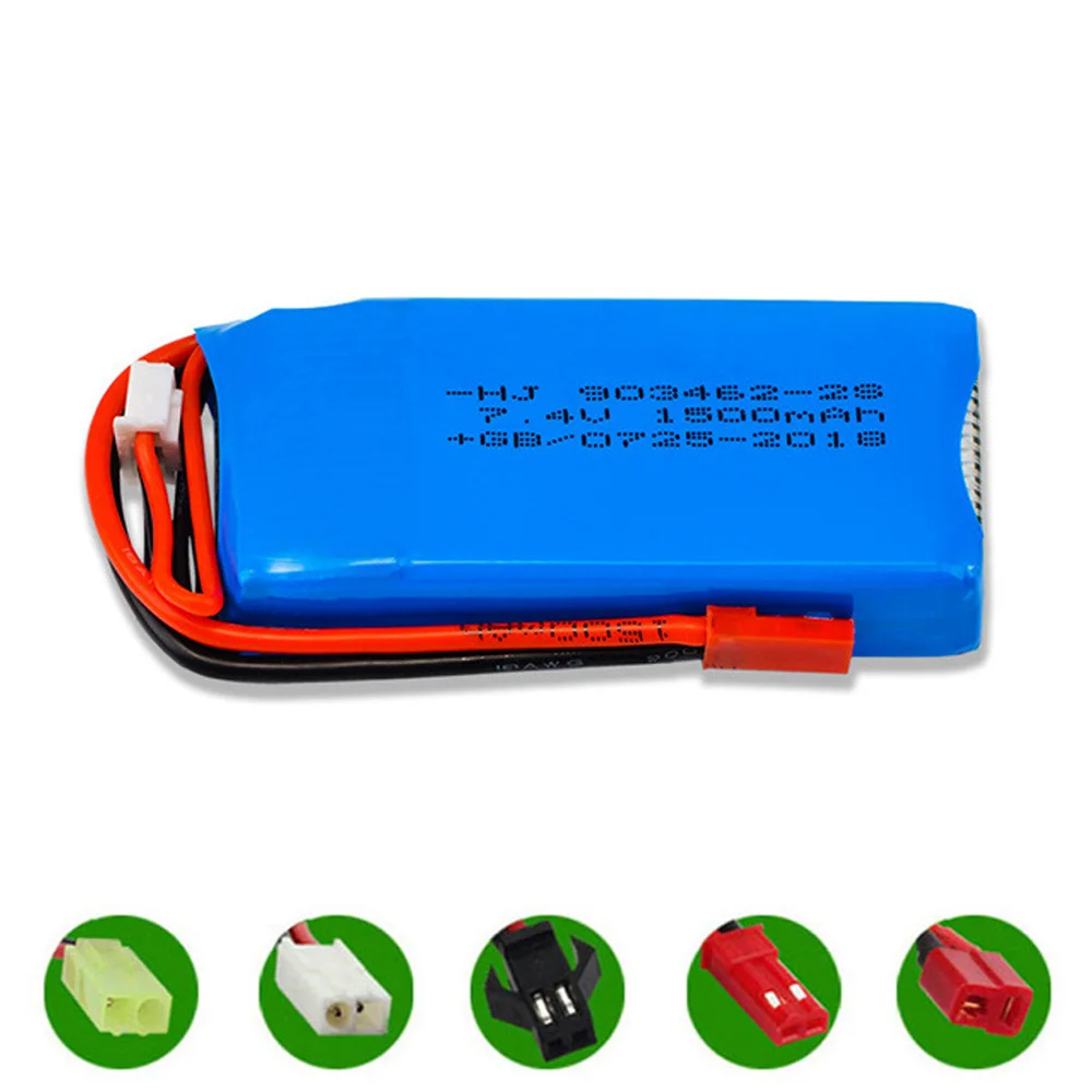 Литий-полимерная аккумуляторная батарея 7,4 В 1500 мАч 2S для WLtoys V913 L959 L969 L979 L202 L212 A959 12428 HJ816 HJ817 Запчасти для радиоуправляемых игрушечных автомобилей