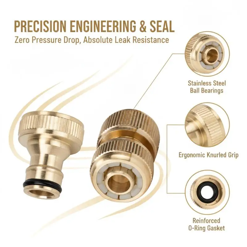 All-copper High-pressure Cleaner Standard 6/4 Pipe Fittings 2-piece Set Garden Quick Connectors Suitable For Car Wash Machines