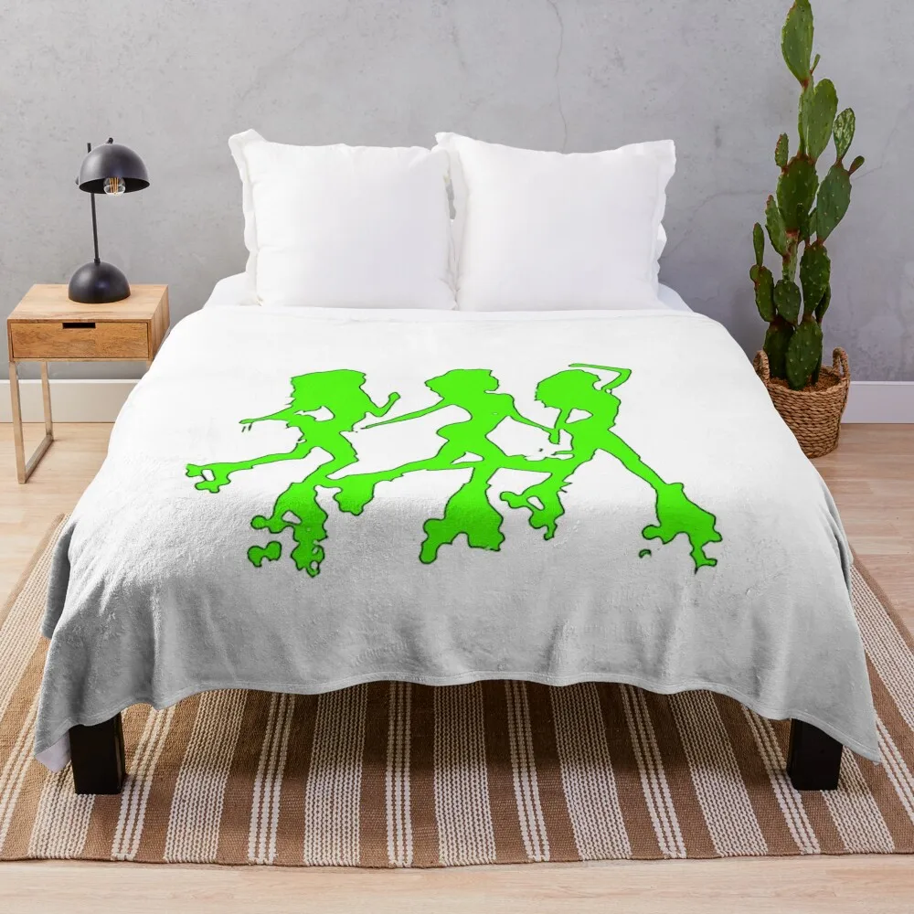 

Three Sisters Roller Skating Silhouette Green Summer Vibe Throw Blanket Stuffeds Decorative Sofa Blankets