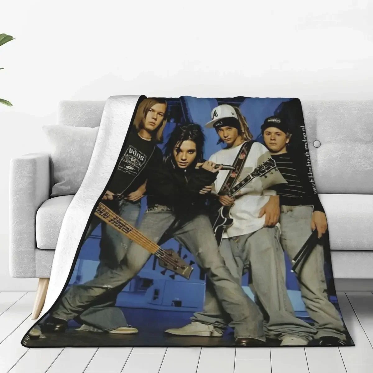 Tokio Hotel Band Blanket Fleece Sofa Bill Kaulitz Tom Kaulitz Throw Blankets Cozy Super Warm for Travel Bedspreads