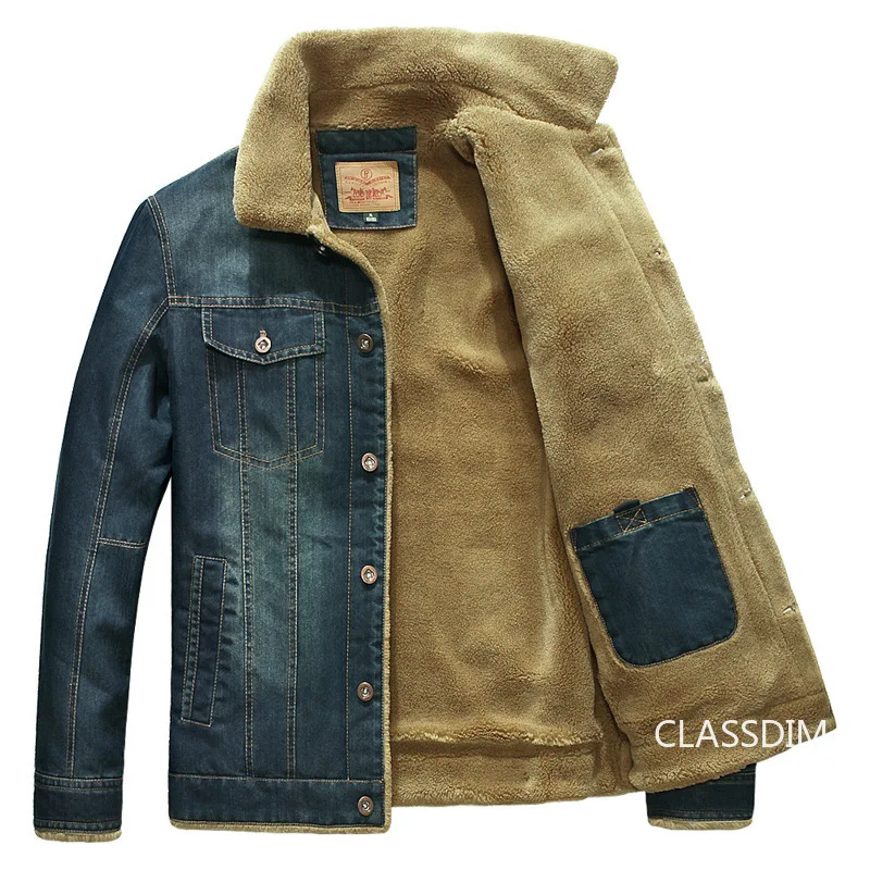 Men Denim Jackets Winter Coats Fleece Warm Jeans Jackets High Quality Male Casual Blue Denim Jackets New Fashion Jeans Coats 5XL