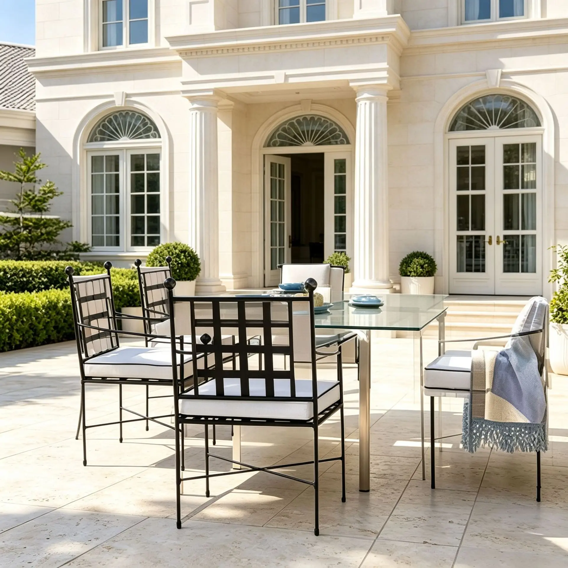 American outdoor wrought iron aluminum alloy sofa chair rust-proof frame villa garden roof terrace dining backrest dining chair