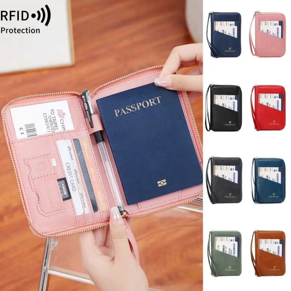 Waterproof Passport Cover with SIM Card Slots Multifunction Airplane Check-in Leather Passport Bag Ticket Folder Card Case