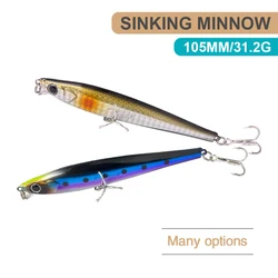 10.5cm 31.2g Fishing Lures Sinking Minnow Wobbler Long Casting Heavy Artificial Hard Bait Jerkbait Seawater Fishing Bass MN621