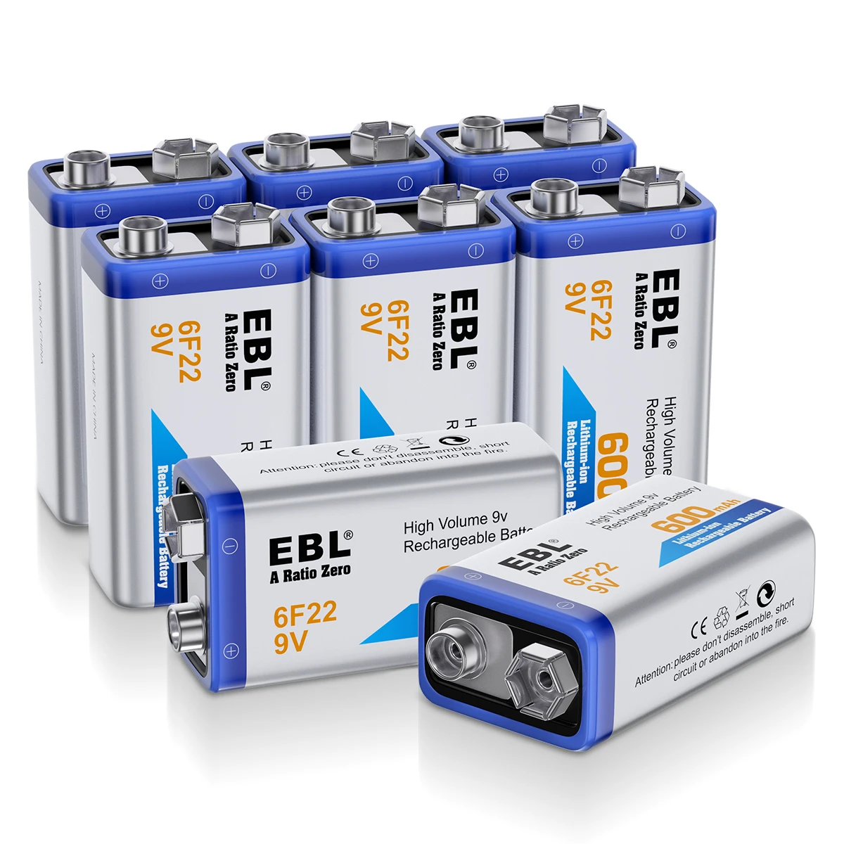 EBL 600mAh 9V بطارية قابلة للشحن 9 فولت 6F22 بطاريات ليثيوم أيون للعبة التحكم عن بعد ميكروفون اسلكية تخاطب مروحة #1