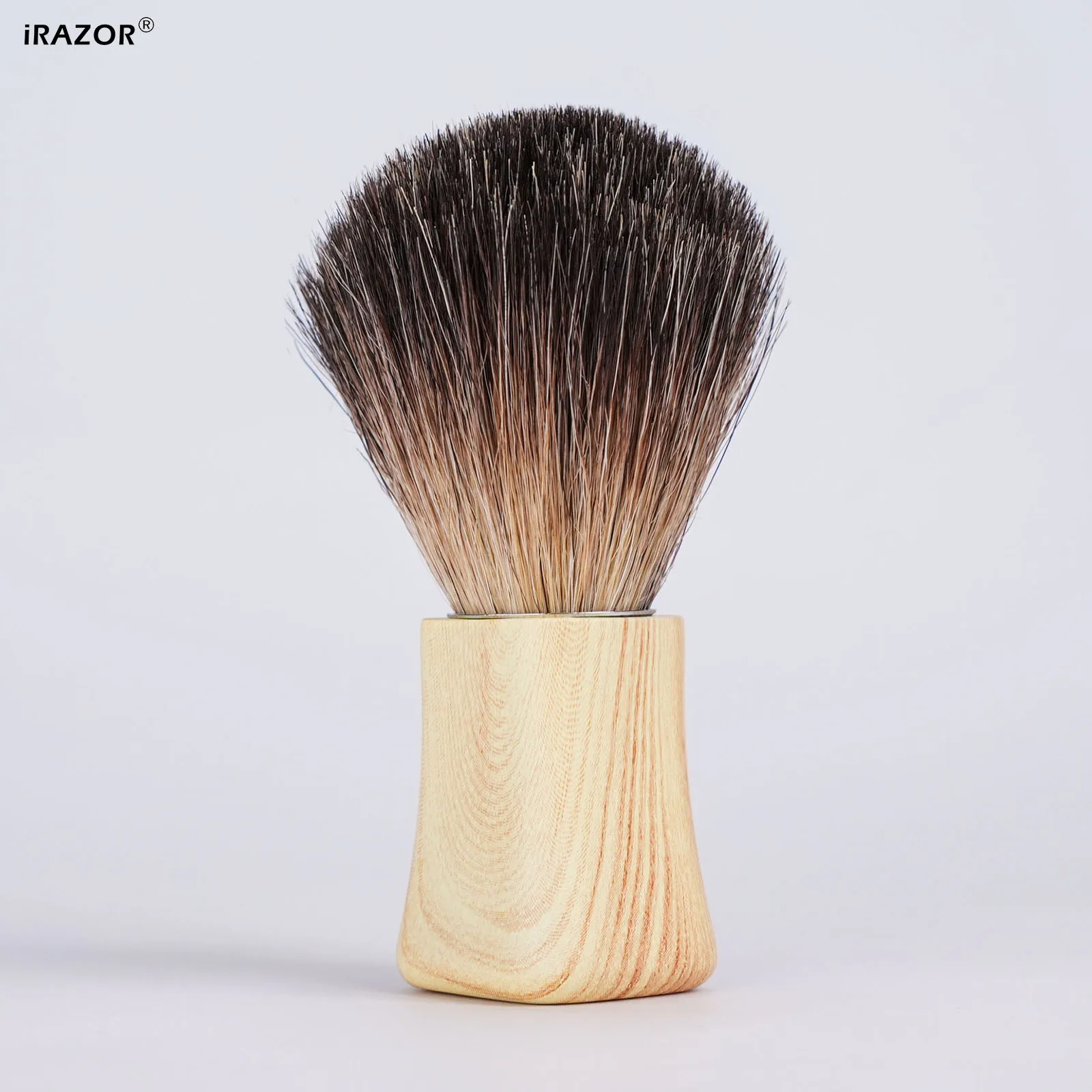 iRAZOR Men's Natural Soft Hair Shaving Brush Wood Grain Metal Handle Premium Wet Shave Beard Facial Grooming Tool Gift for Him