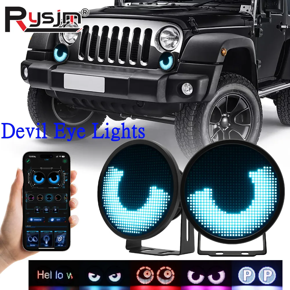 

2PCS Dynamic Devil Eye LED With APP Control Automobile LED Cool Driving Lights With Brackets Dynamic Eyes Decorative DIY