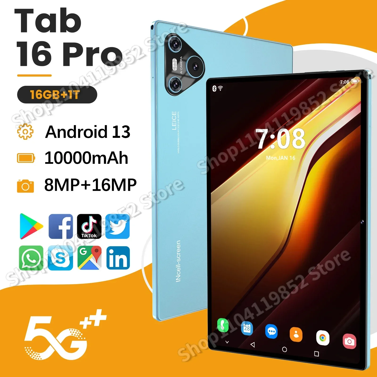 2024 globale Version neue 16 Pro Tablet Android 13 16GB 1TB 11 Zoll Snapdrago 5g Dual-SIM-Karte Telefonanruf WiFi HD 4k Tablet