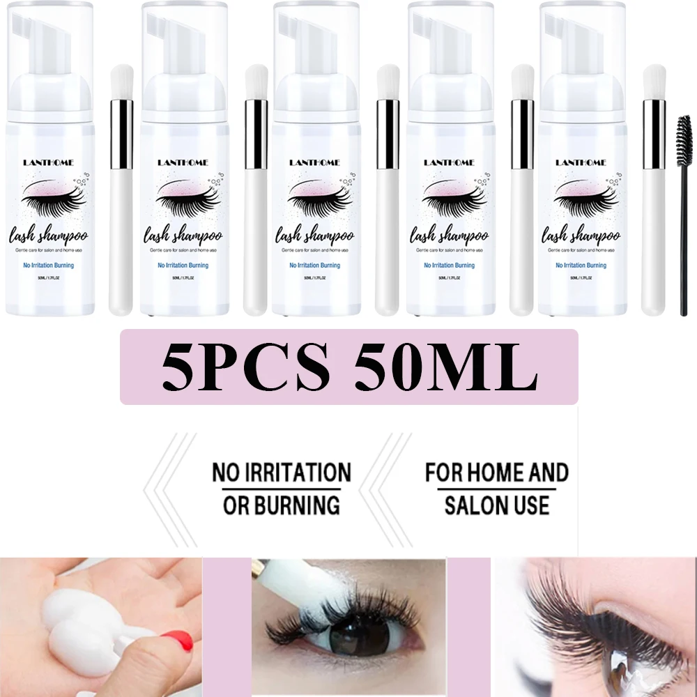 1/3/5PCS Lanthome Eyelash Extension Shampoo Foam Eyelid Deep Clean Cleanser For Makeup Tools Mascara Remover Glue Salon Home Use