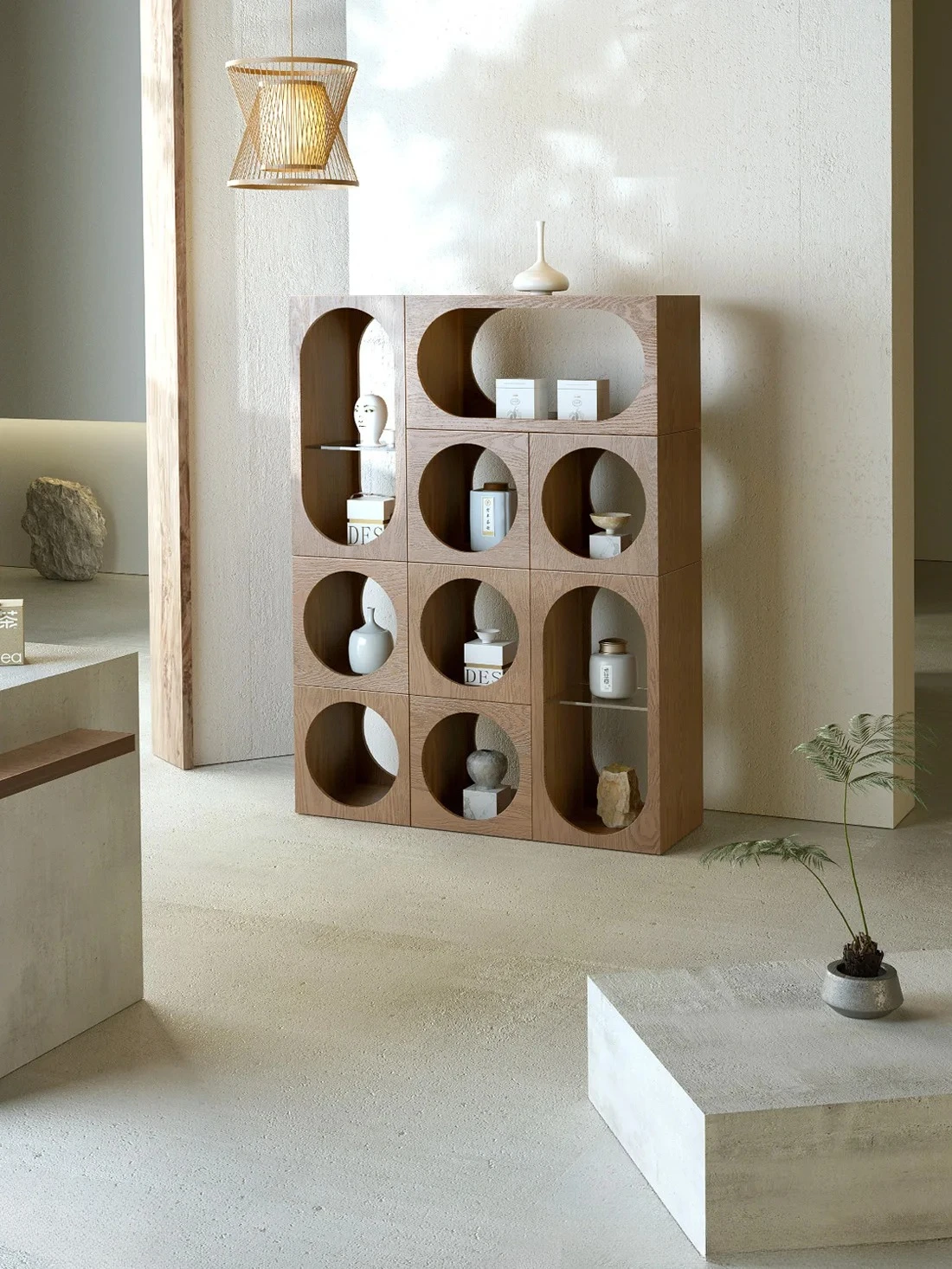 New Chinese-style tea cabinet, wall cabinet, tea house room, floor-to-ceiling ceramic art display cabinet, Duobao Ge shelf