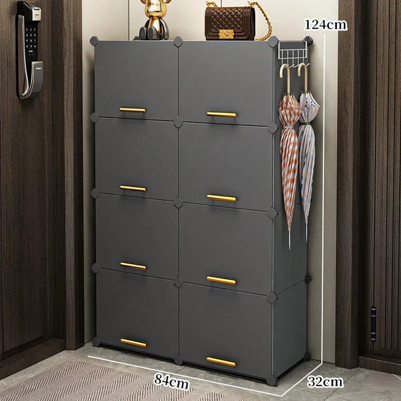 Multifuncional Narrow Shoe Rack, Metal Iron File, maca Multicamadas, Zapatero Móveis Modulares, Luxo Branco