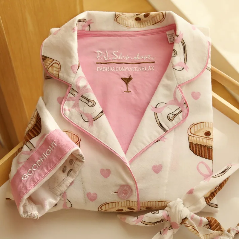 

Women's Cute Animal Print Long Sleeve Pants Pajamas 2PCS Autumn Winter Casual Comfortable Skin-Friendly Home Wear Plus Sizes