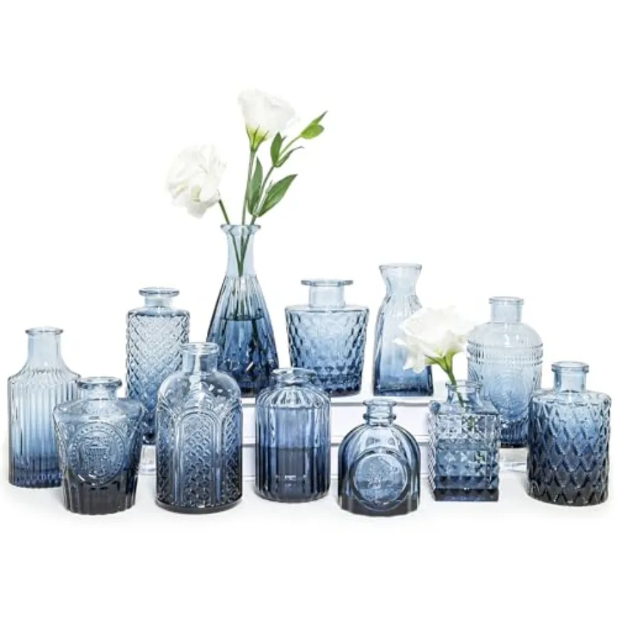 

Glass Bud Vase Set of 12, Small Flower Vases for Centerpieces in Bulk, Mini Vintage Vase for Wedding, Home, Table Decoration